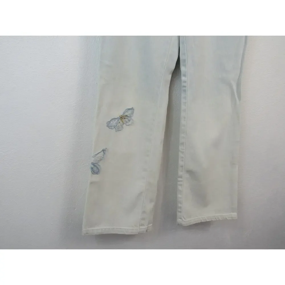 Together Size 10 Light Wash Denim Jeans Embroidered Butterflies Straight Leg